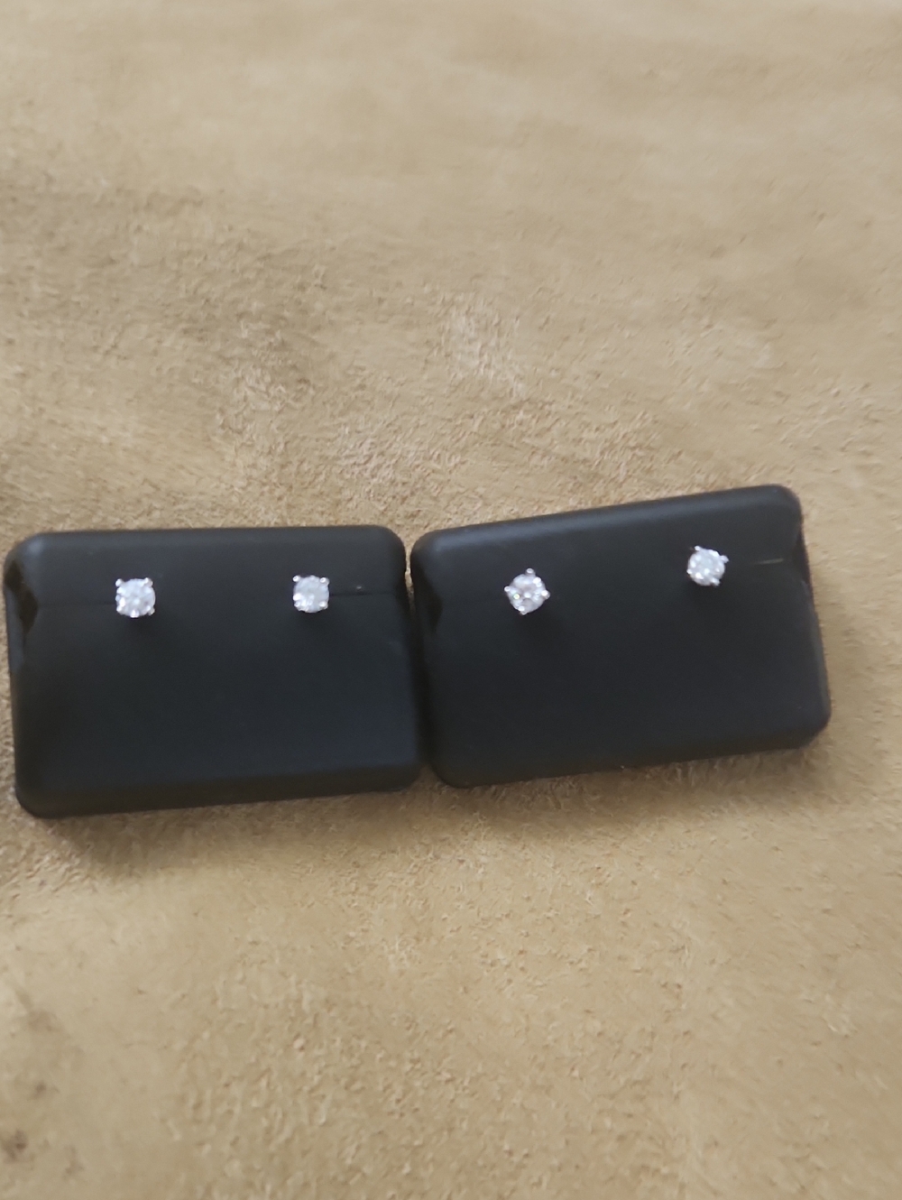 925 Silver Small Classic White Cubic Zirconia Stud Earrings - Pair